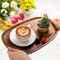 Set of 5 Acacia Wood Serving Platter and Trays, Irregular Oval Solid Wood Plates Serving Tray, Lightweight Wood Dinner Plates for Breakfast, Coffee, Tea, Snack, Plant, Housewarming Gift